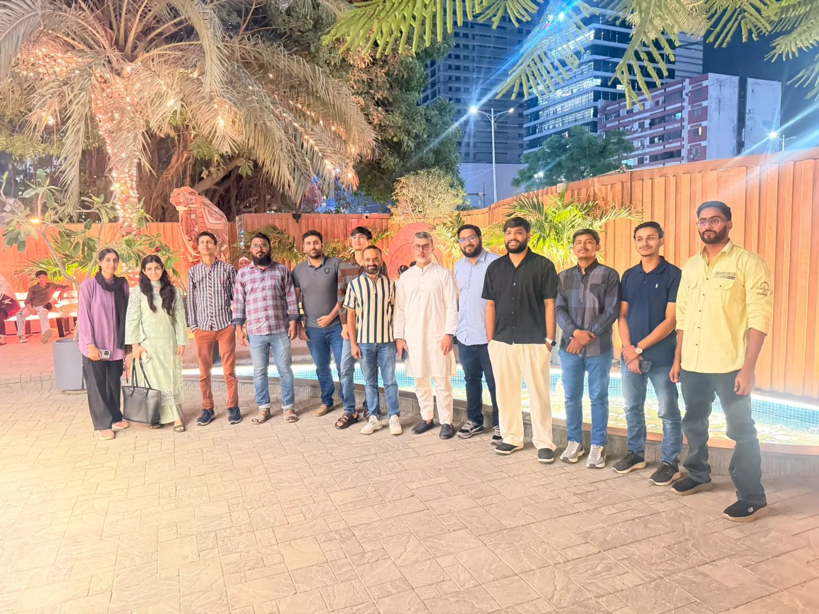 Encore Digital team gathered together at a team dinner